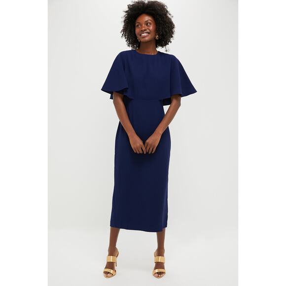 POMANDER PLACE Navy Cape Leah Dress Size 12 NWT Retail $168 Tuckernuck - Picture 4 of 7